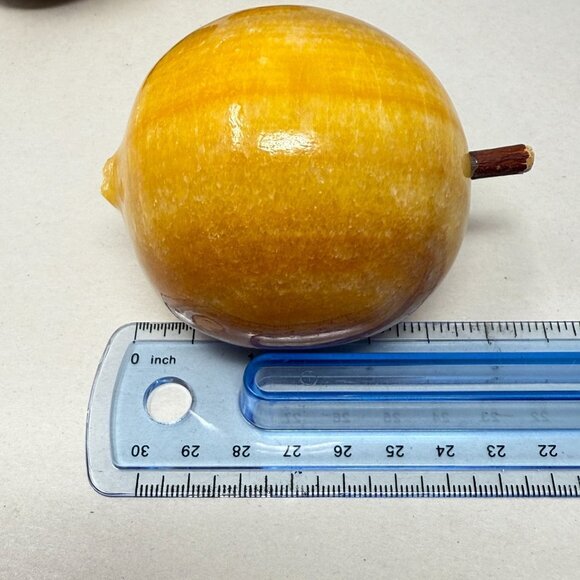 Alabaster Fruit Set of 4 Pieces Peach Apples Mango Stone Marble Vintage - Picture 11 of 16